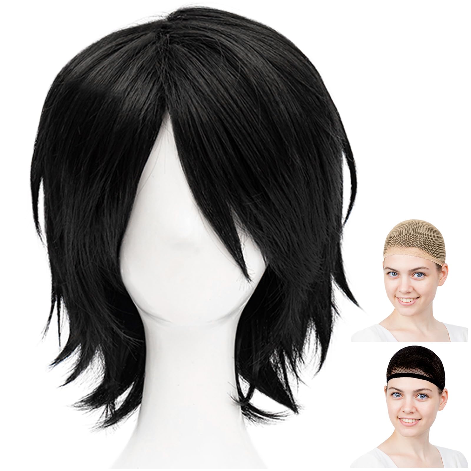 

CaseEden Cosplay Wig, Premium, Cool Wolf Hair, Short, Black, 6061