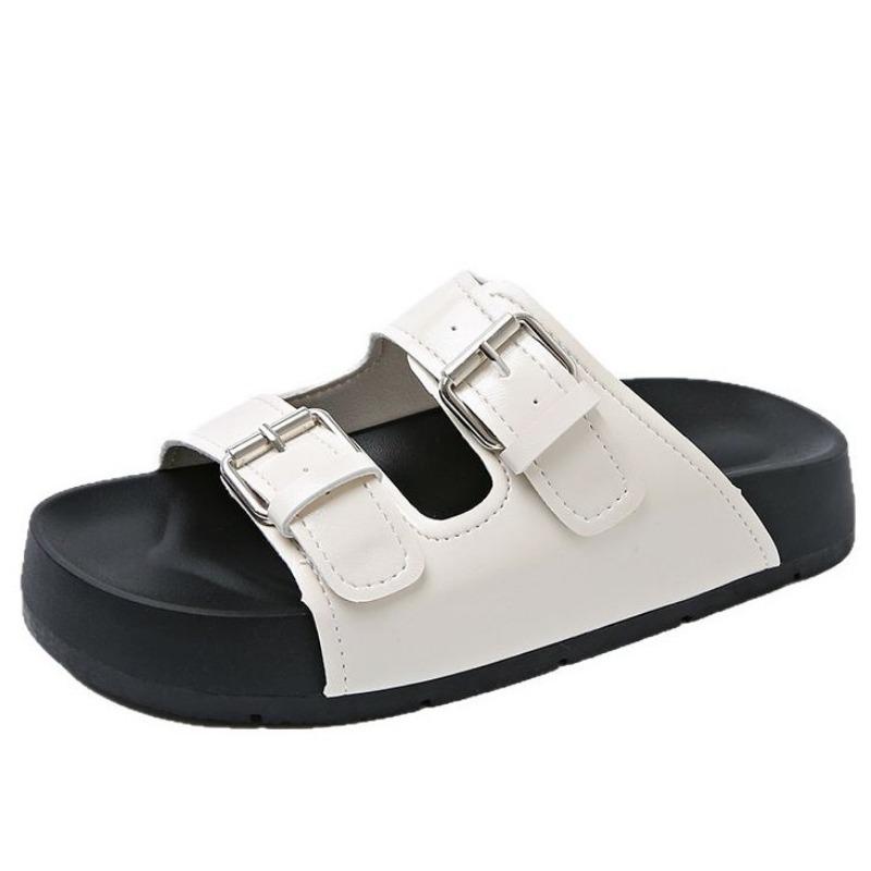 Slippers women's summer outer wear new thick-soled casual non-slip soft-soled beach one-word sandals retro vacation shoes