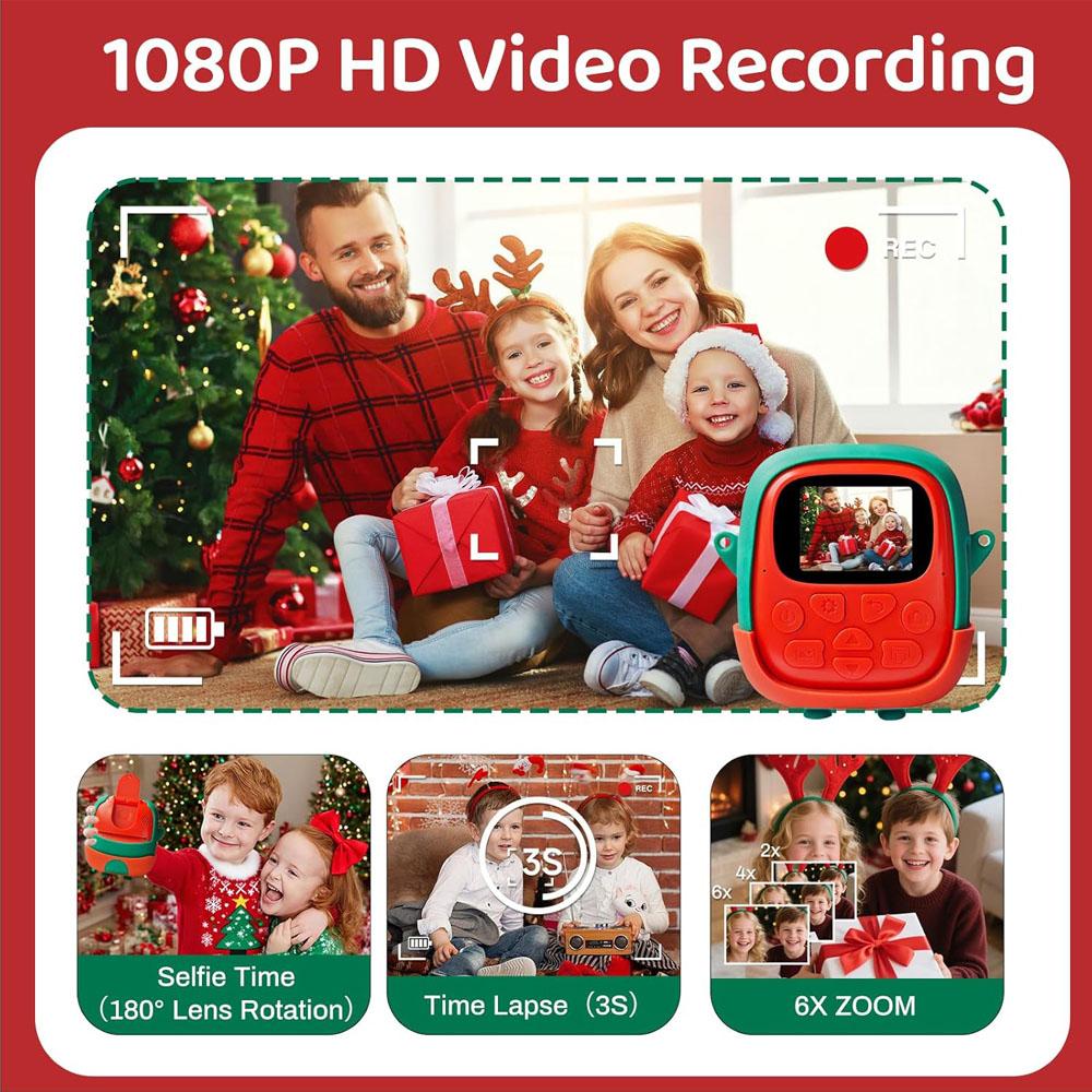 Children's 1080P Christmas camera pocket camera for printing anytimeChristmas Halloween Birthday Gift for Boys/Girls