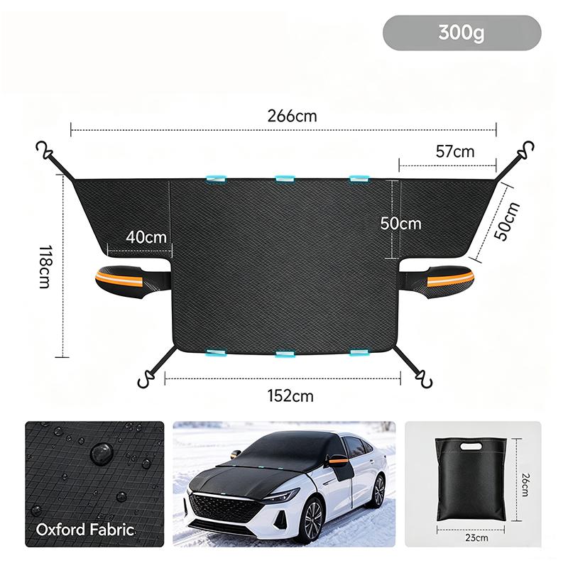 Magnetic Car Windshield Snow Cover, Winter Ice Frost Shield with Side Window & Mirror Protector, Universal for Sedan, SUV