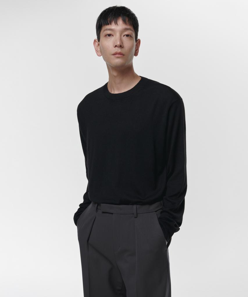 MUSINSA STANDARD Reverse One-Pleat Wide Hidden Banding Slacks [Gunmetal]