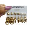 French Retro Pearl Circle Stud Earring Set - 6 Pieces for Women
