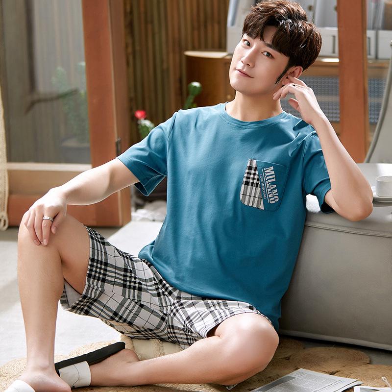 

Мужской летний пижамный комплект из хлопка с рисунком – рубашка с короткими рукавами и шорты (2025) XL (170-177cm/130-150kg)