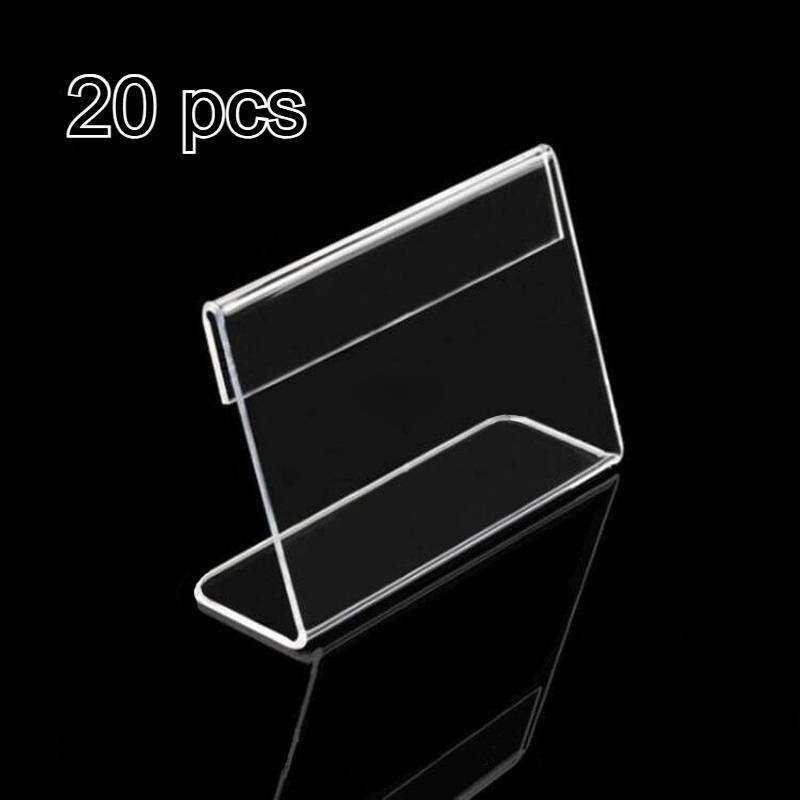 

20pcs L Shape Table Sign Display Stand Name Price Card Holder For Retail Bakery Buffet Acrylic Clear Price Card Tag Label Stand