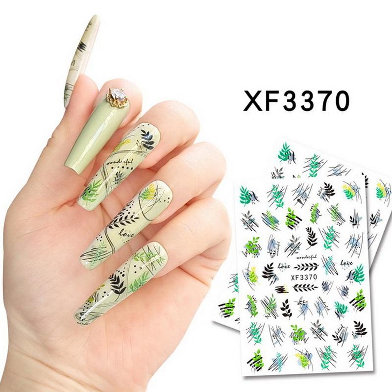 1 ks Motýli Květiny Nálepky na nehty 3D Jarní Květinové Listy Samolepicí Přenosové Obtisky Slider DIY Nehty Umělecká Dekorace