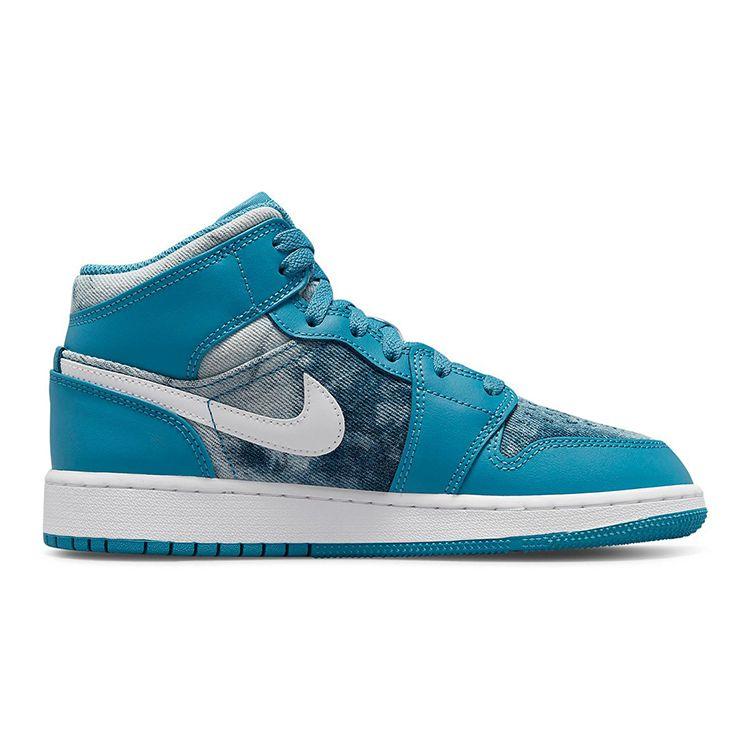 Air Jordan 1 Mid GS Washed Denim Kids Sneakers Blue Dutch-Blue White DM8951-400
