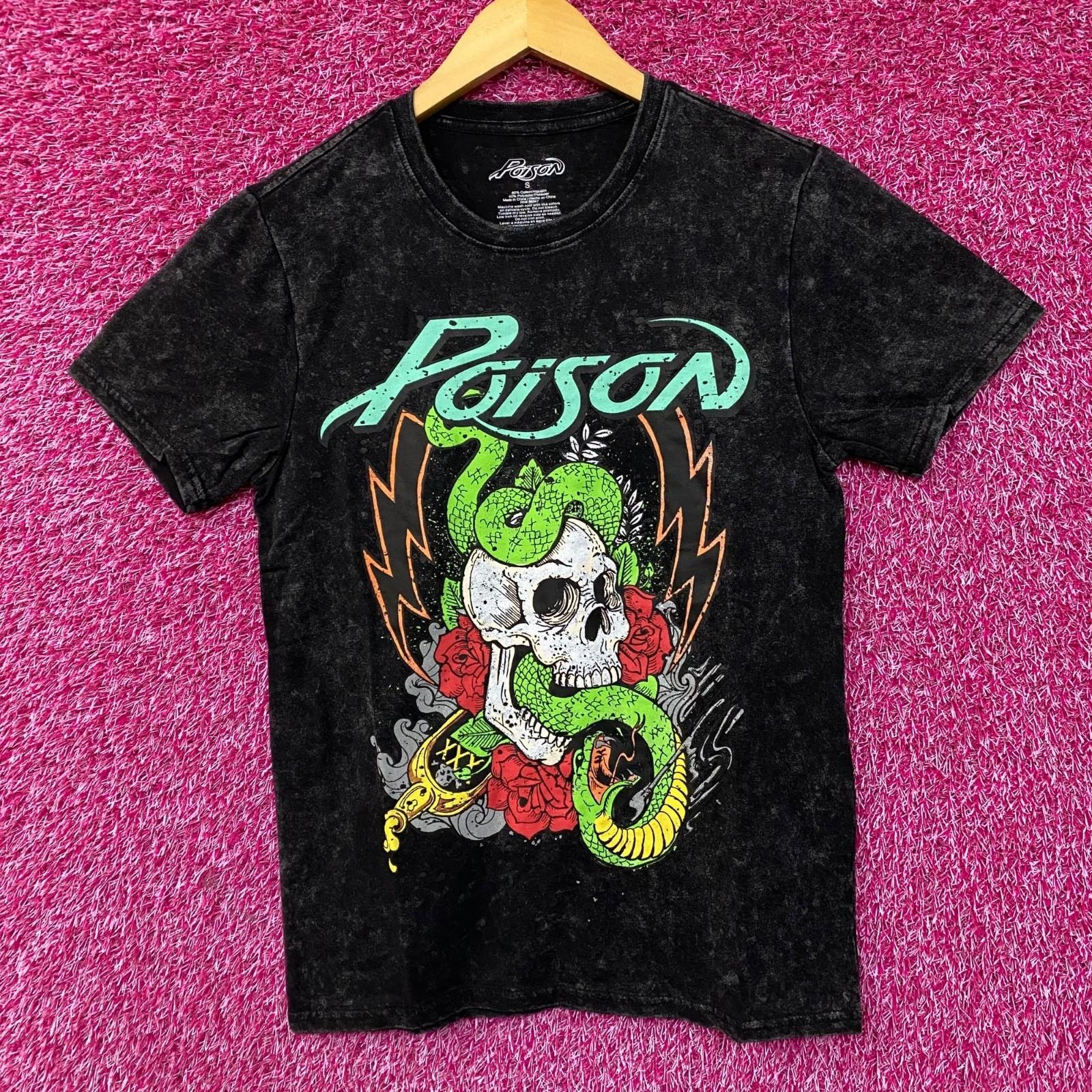Poison Snakes and Skulls Mineral Wash Rock Band 100% Cotton T-shirt Mens Tees Top S