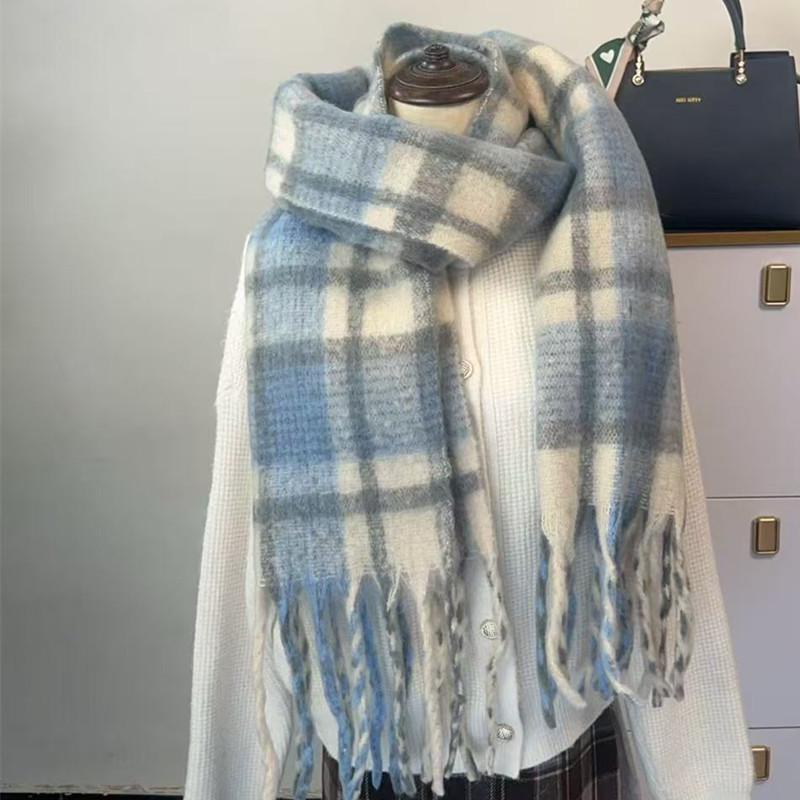 Hochwertiger Schal im koreanischen Stil mit Karomuster: Warmer, verdickter Kaschmir-ähnlicher Schal für Studenten und Paare