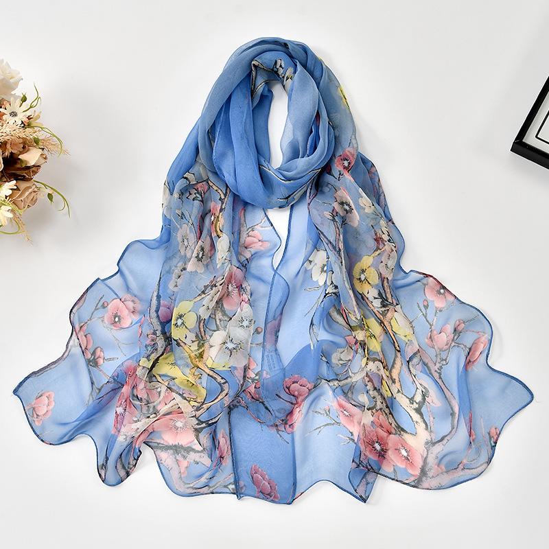 - Fashion Georgette Sunscreen Silk Scarf Beach Scarf Long Women'S Decorative Thin Silk Scarf Scarf