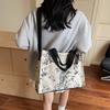 New Chinese Style Handbag Women's New Fashion Bamboo Leaf Printing Oblique Span Shoulder Bag College Student Commuter Tote Bag