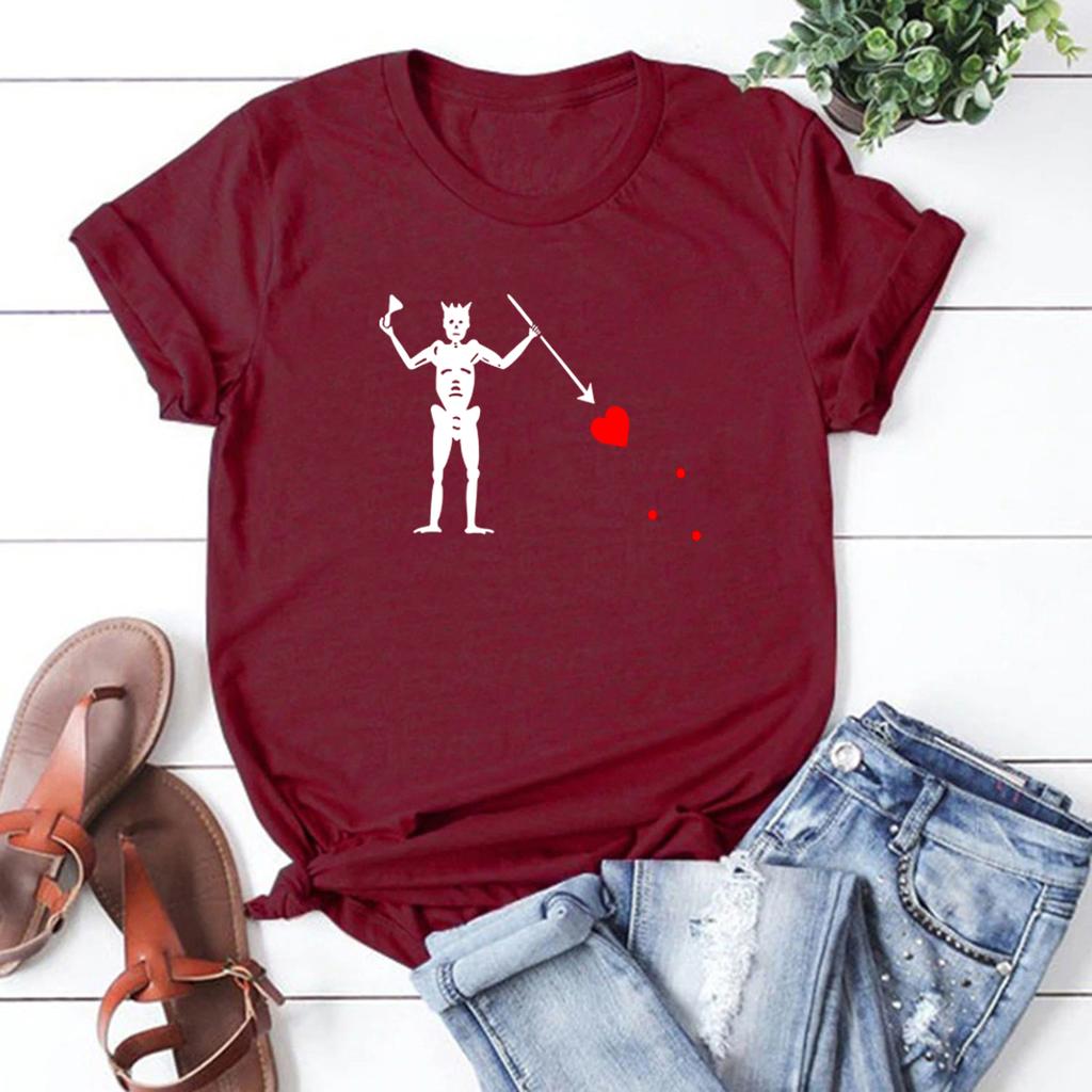 Blackbeard's Jolly Roger Pirate Flag T-shirt Edward Teach T-Shirt Our Flag Means Death Tshirt Tops Short Sleeve Graphic Tee