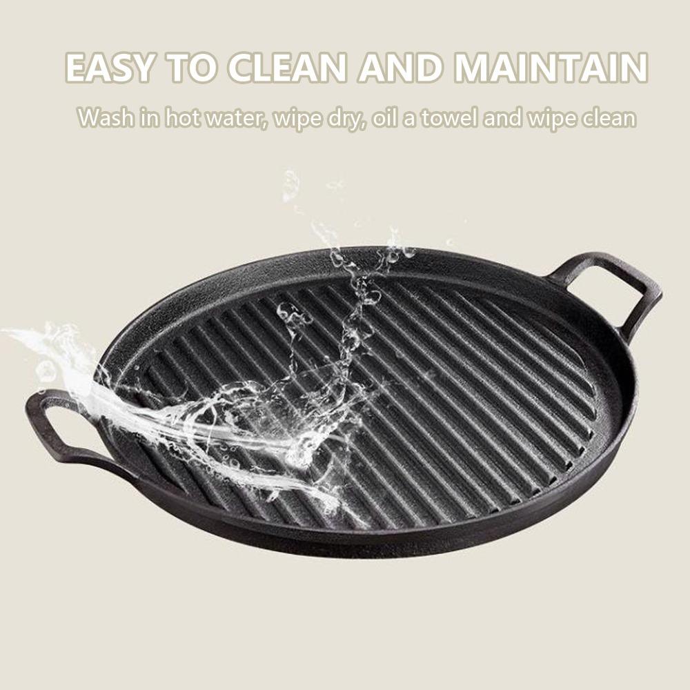 Ribbed Surface Steak Frying Pan Round Flat Bottom Stovetop Griddle Grill Pan  Home Kitchen Cooking