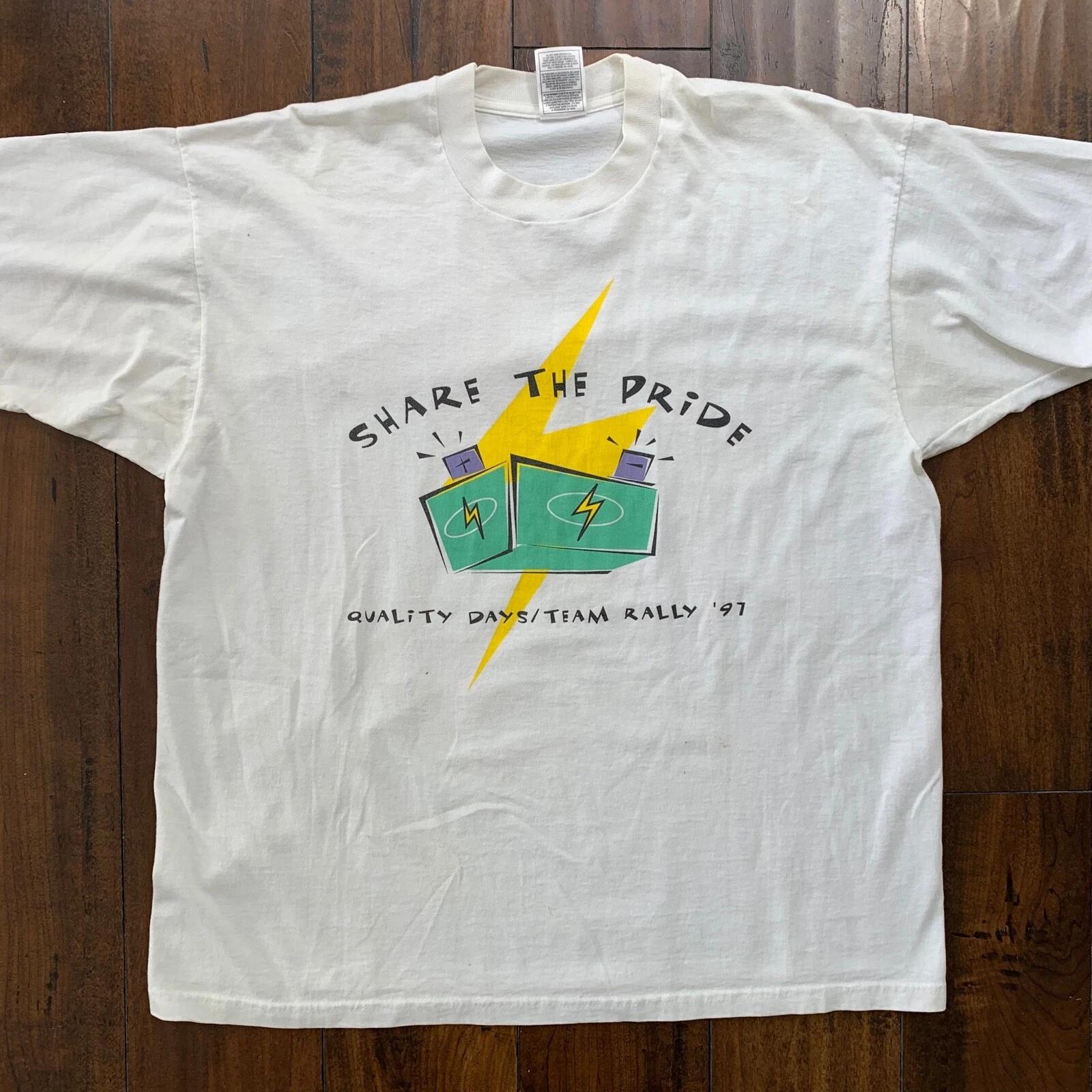 

Share The Pride Vintage T Shirt Rally 1997 90s Sports Rap Bolt LGBTQ Love Music 3XL