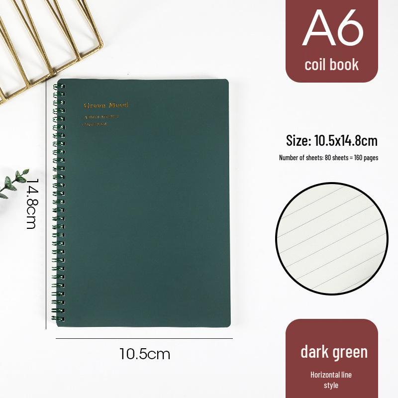 Morandi Coil Notebook with Frosted PP Cover and Horizontal Line Grid for Students