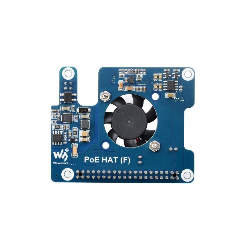 Power Over Ethernet HAT (F) for RPi 5 / CM 5, High Power,Onboard Cooling Fan,Metal Heatsink,Supports 802.3af/at Network Standard