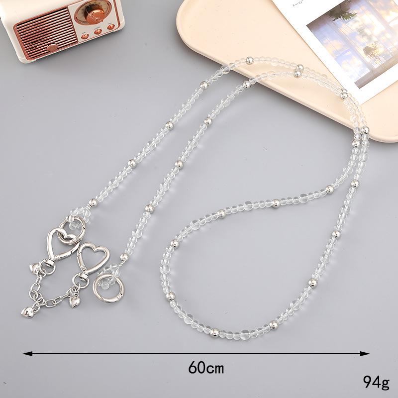 Handmade Pearl Crossbody Phone Case Lanyard with Beaded Charm