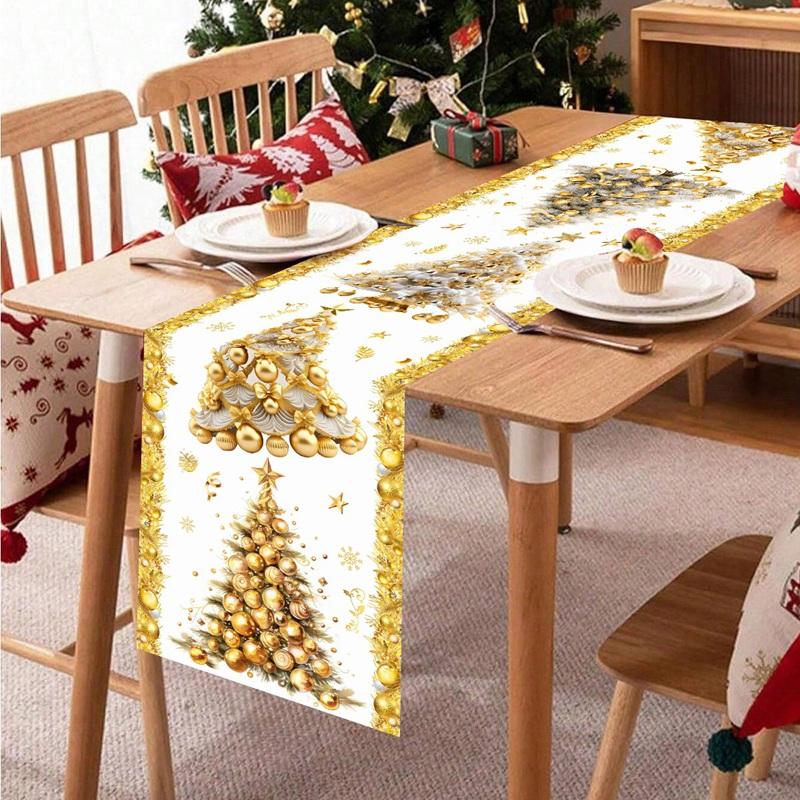 Christmas Table Runner Xmas Snowflakes & Elk Table Cover Christmas Decorations for Home 2026 Navidad Noel Gifts New Year 2026