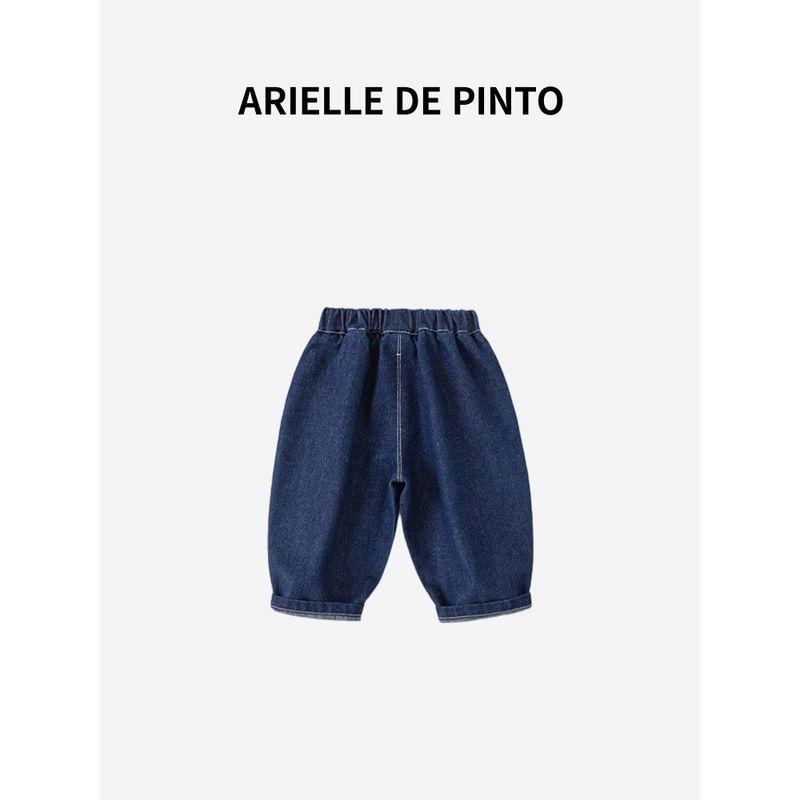French Arielle De Pinto Boys' Spring and Autumn Jeans Korean Style Simple Cartoon Dog Loose Pants