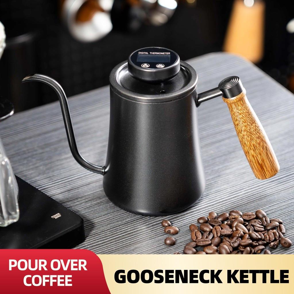 Schwanenhals Pour Over Kaffeekanne Hochpräzises Thermometer Teekanne 304 Edelstahl Wasserkocher
