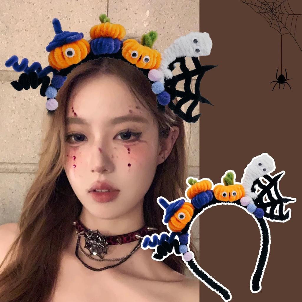 DIY Halloween Hair Band Making Kit, Spider & Pumpkin Twist Sticks Craft Supplies for Party Headwear