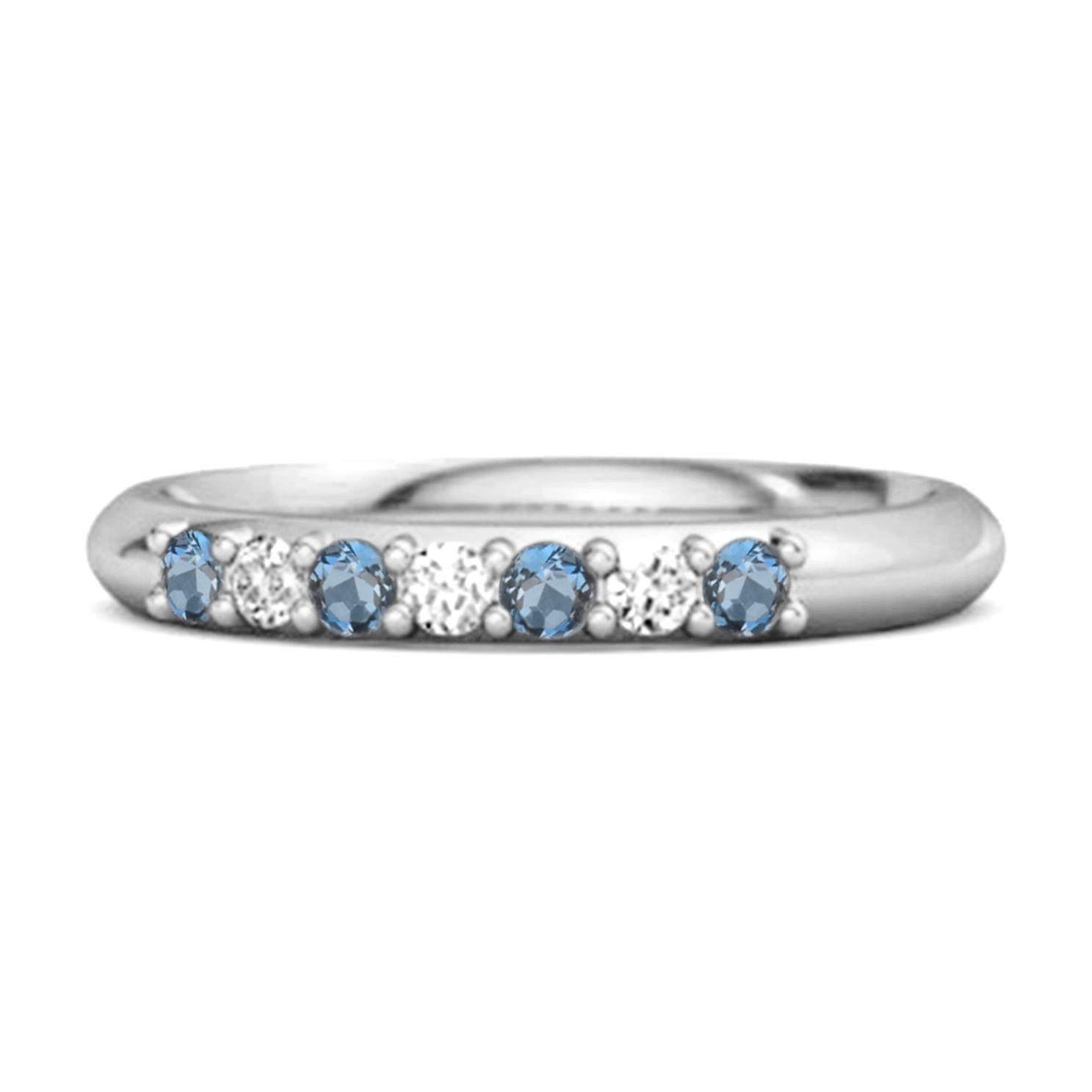 London Blue Topaz Eternity Stackable Ring - 925 Sterling Silver 11.5 белый
