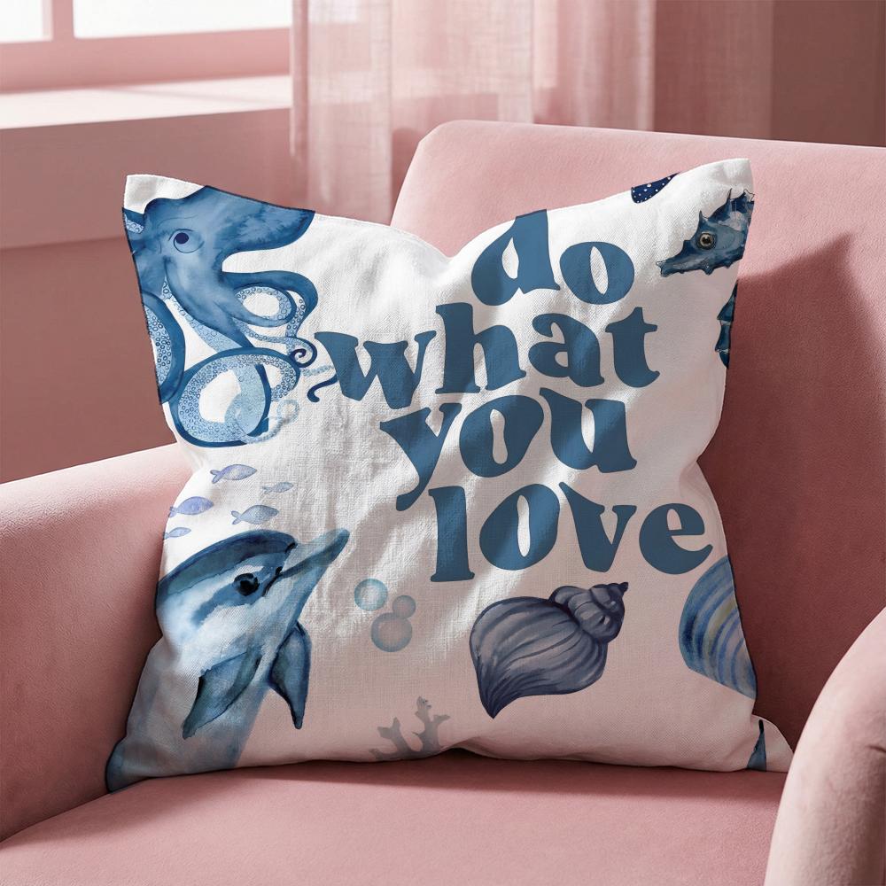Marine animals Cushion Cover Multi-Scene Pillow Cover for Home & Car - Reversible, Soft & Durable for Daily Use