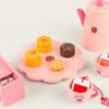 Wooden Cake Stand and Cakes Toy Kitchen Playset with Accessories Tea Set