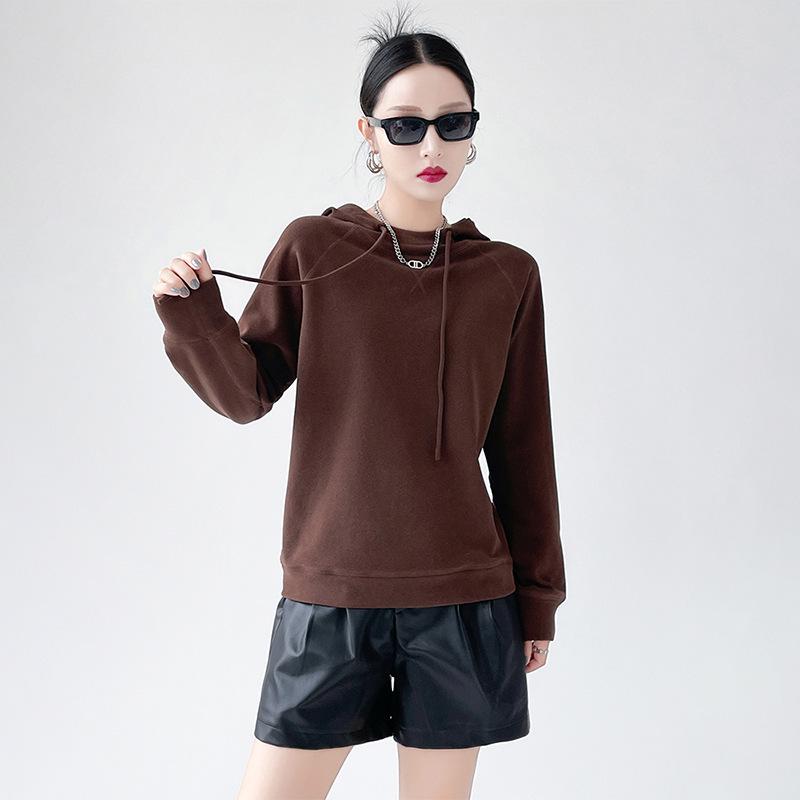 Women's Long-Sleeve Drawstring Hooded Sweatshirt - New Slim Style for Spring and Autumn, Great As Layer or Outerwear