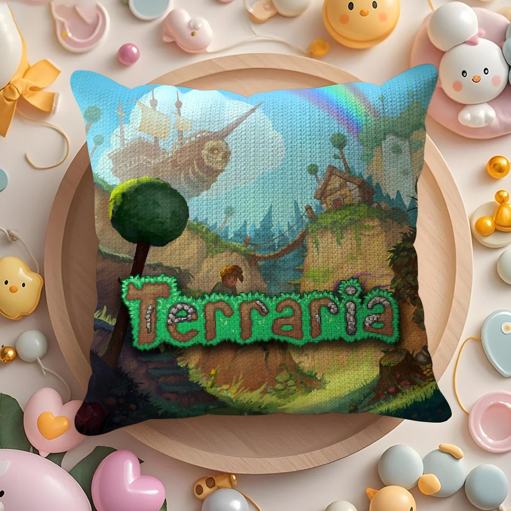 

2D Sandbox Adventure Game Terraria-T Pillow Case Pattern Printed Pillowcase for Living Room Sofa Cushion Cover & Bedroom Decor 12x12Inch
