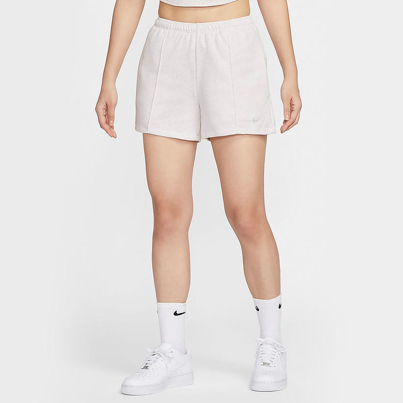 Nike Sportswear Chill Terry Solid Breathable Sports Knit Mid Waist Three Quarter Shorts Women Shorts White HF6941-051