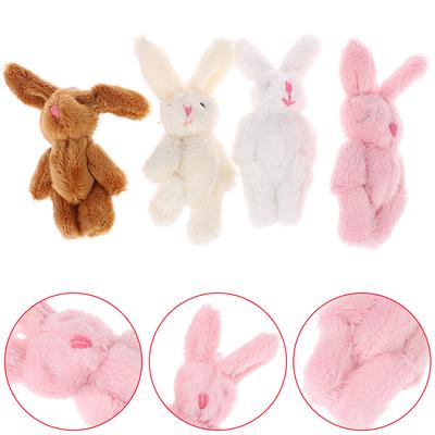 5Pcs 6Cm Mini Joint Rabbit Pendant Plush Bunny For Key Chain Bouquet Toy Doll