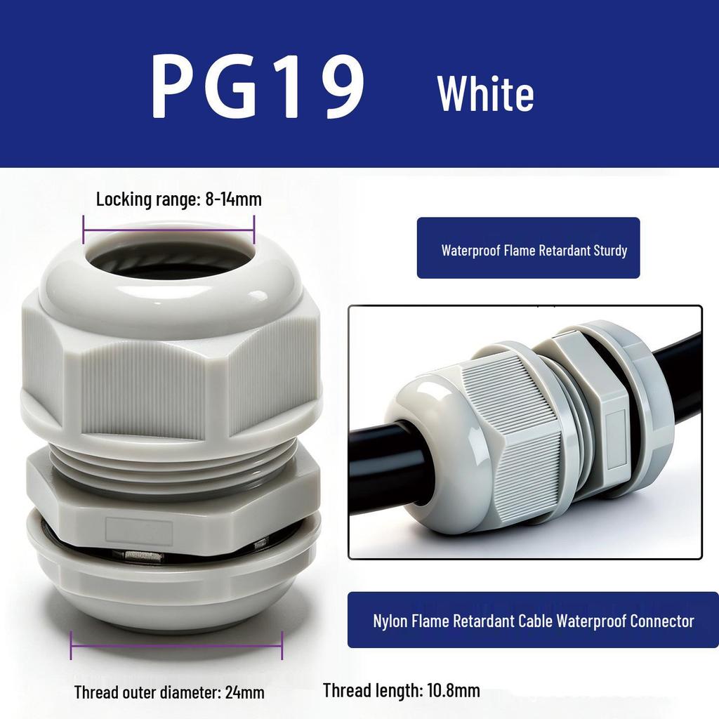 Nylon Waterproof Cable Connector Gland, M/PG Type, Flame Retardant, Sealed Threaded