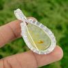 Sterling Silver Natural Moss Prehnite Wire Wrap Handmade Unique Pendant Jewelry
