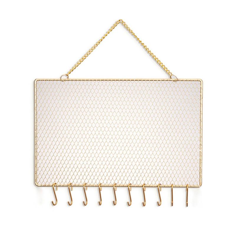 

Міцний прямокутний настінний органайзер для сережок-гвоздиків, прикрас, з гачками у формі декоративної алмазної сітки для намист