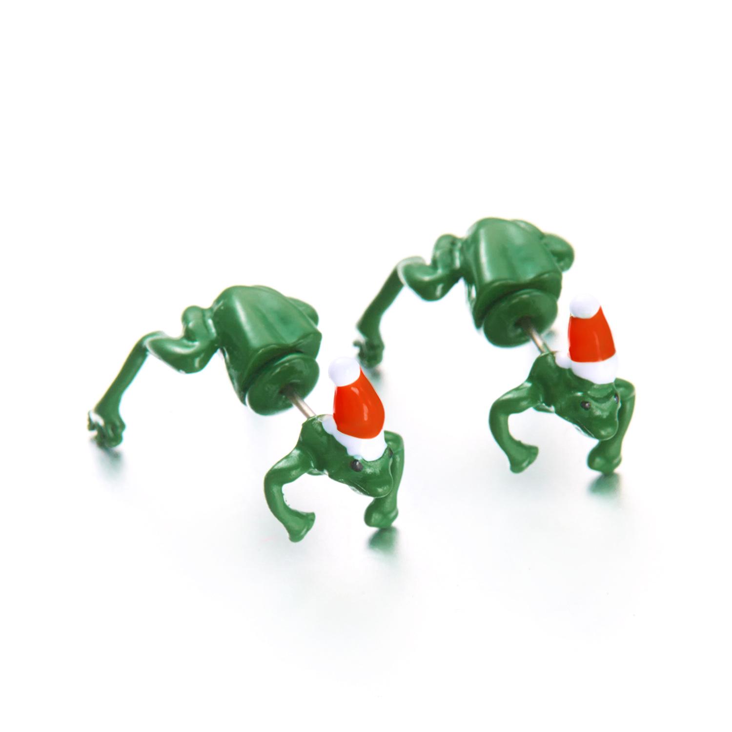 

Забавные серьги-пусеты в виде зеленой лягушки для женщин, милые серьги-клипсы в виде животного лягушки, пирсинг-пусеты, ювелирные изделия в эстетике Y2k, подарки