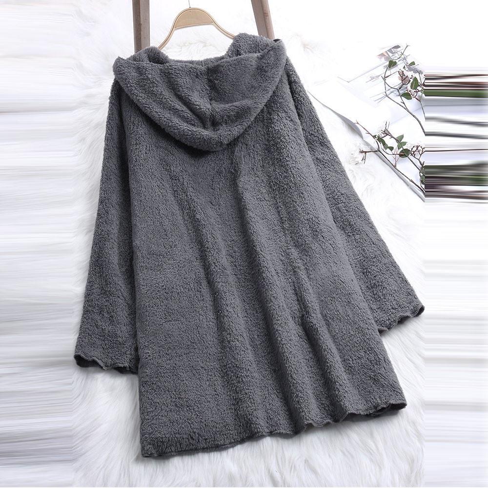 Womens Ladies Artificial Wool Coat Zipper Jacket Winter Outerwear