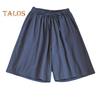 Women Summer Casual Shorts Elastic Waist Drawstring Pockets Shorts Solid Color Wide Leg Loose Short Pants Streetwear