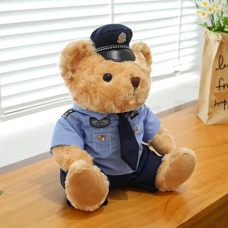 Police bear doll cute traffic police firefighter uniform teddy bear plush toy Internet celebrity swat bear