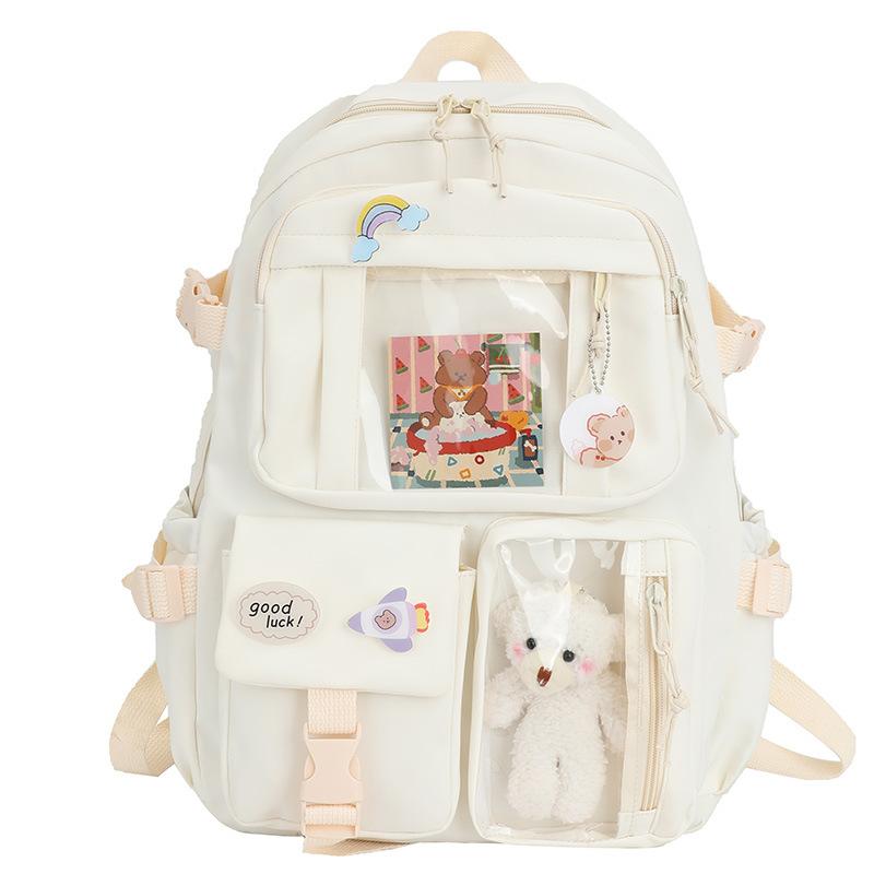 Small fresh and cute backpack, multi-pocket campus leisure computer backpack, large capacity, junior high school and primary school students schoolbag