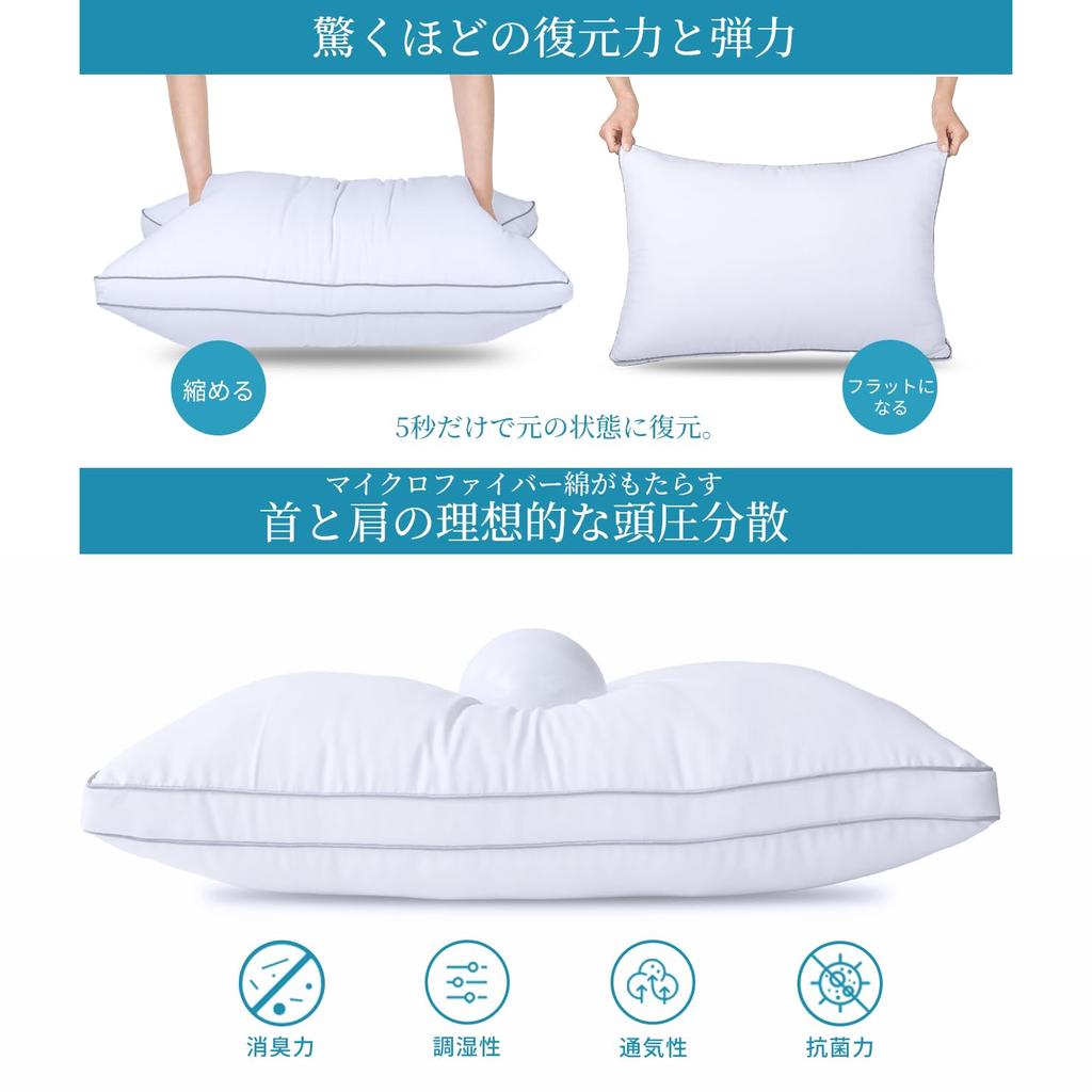 Seimin Lab Pillow, Made In Japan, Luxury Hotel-Quality, Feather Alternative, Fluffy, 63x43cm, Washable, Adjustable Height, 3D Structure (Includes Two