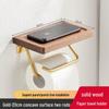 Black Walnut Wood Toilet Paper Holder with Storage Rack - Wall-Mounted Tissue Dispenser for Bathroom and Hotel Use