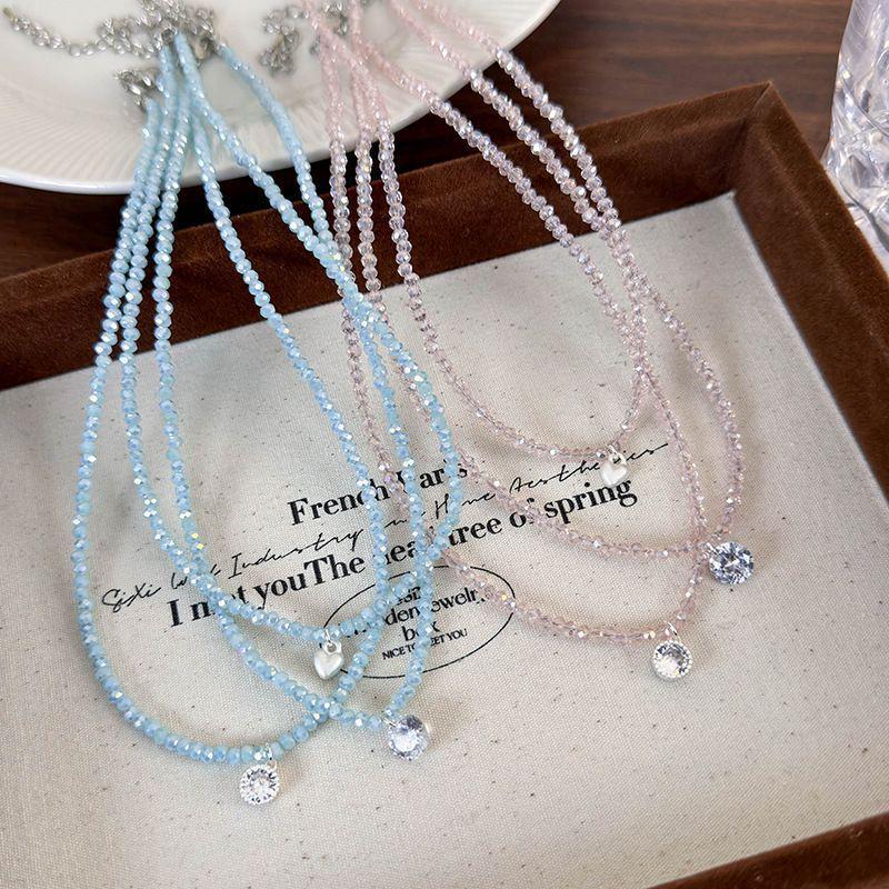 Gentle Whitening Zirconia Heart Necklace - Cute Crystal Beaded Choker for Women