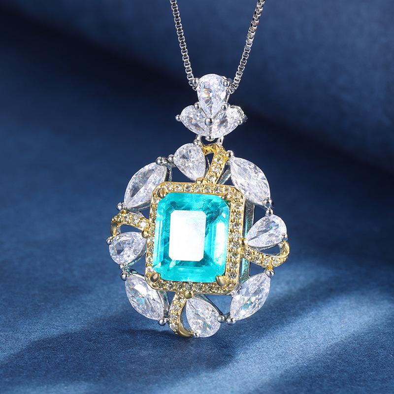 

Ювелирное изделие Медное дно Позолоченное имитация Изумруд Параиба Бриллиант Подвеска Кольцо Основное 10 * 12