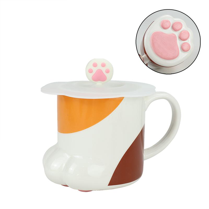 

For Cute Cat Paws Coffee Mug Ceramic Drinkware with Lid Personality Milk Mug Office Coffee Mug Oatmeal Breakfast Porcelain Cup G