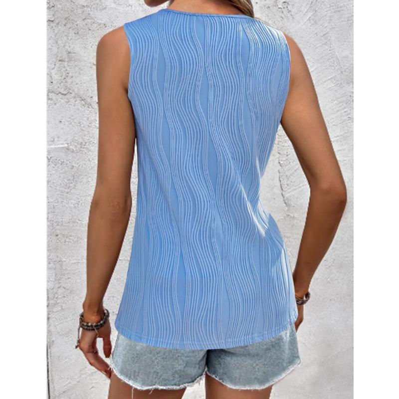 Dámský top bez rukávů s výstřihem do V, letní ležérní, základní velikost