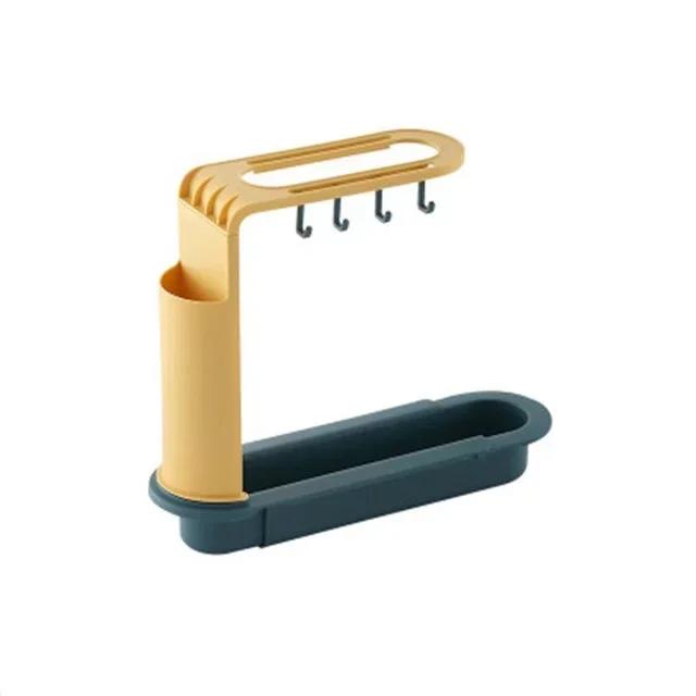 

Kitchen Telescopic Sink Organizer Rack Telescopic Faucet Organizer For Soap Towel Sponge Storage Adjustable Shelf Storage Rack синій