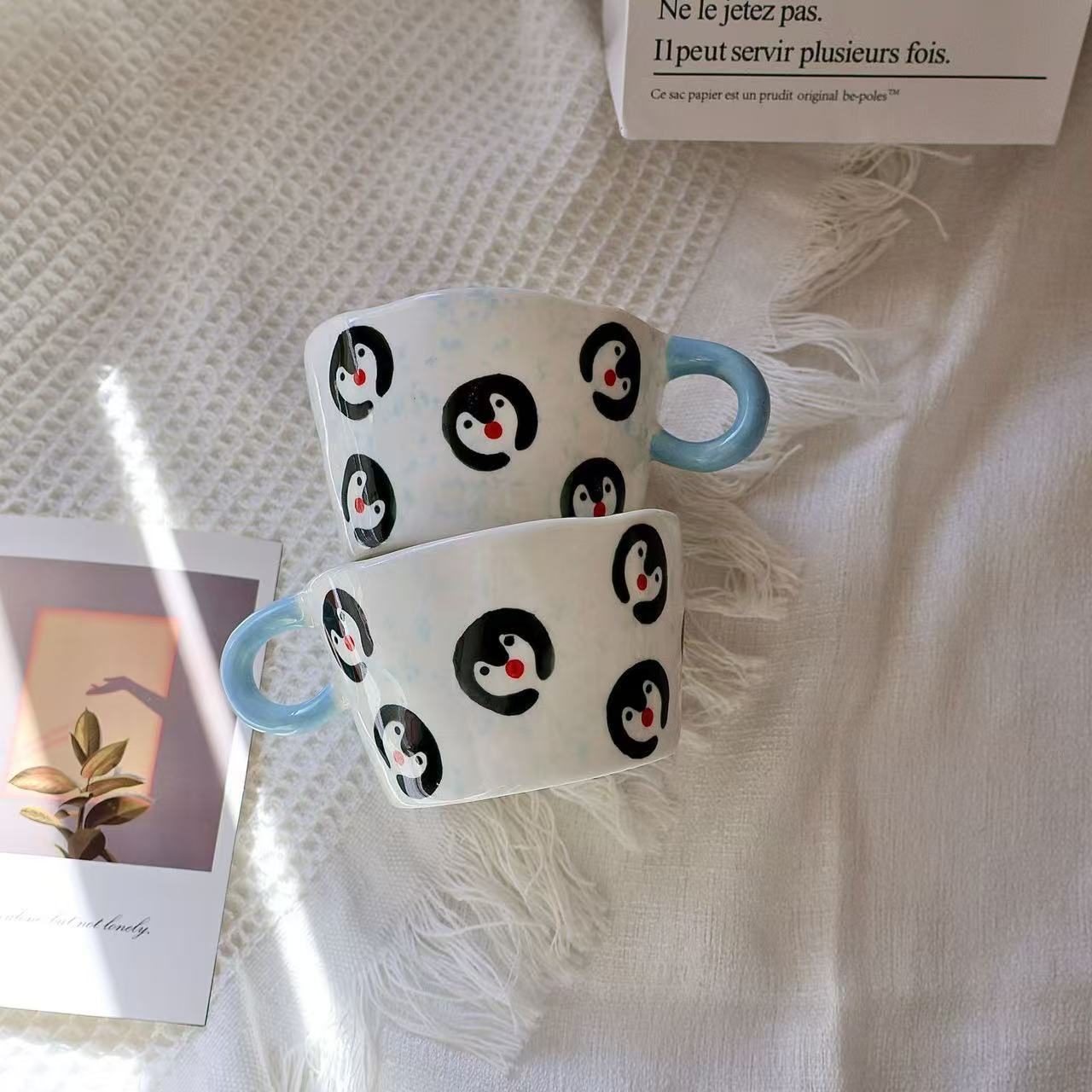 

Подглазурная керамическая кружка с пингвином, милая кружка для воды 201-300ml синий