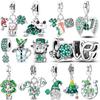 Original Copper Charms Bead Cz Zircon Green Clover Tree Of Life Pendant Gift Fit Bracelet Jewelry Diy Marking