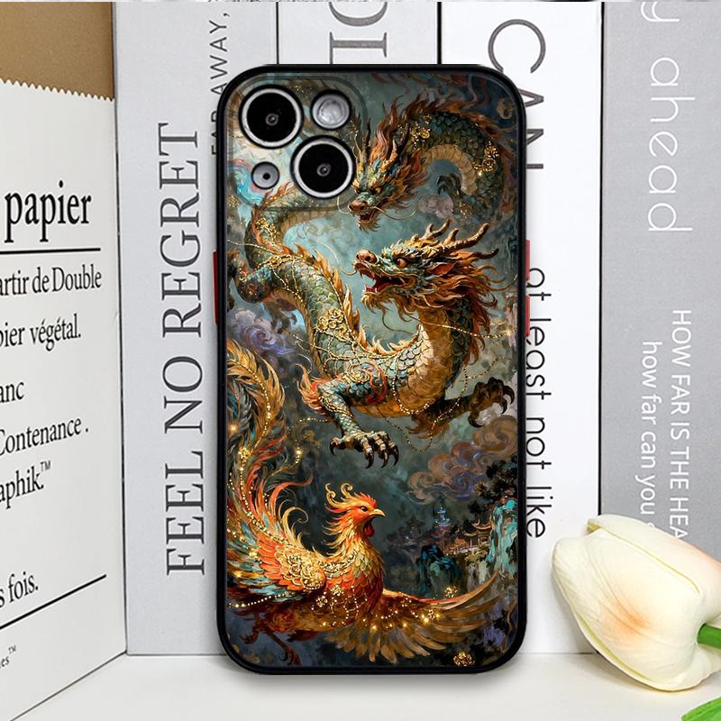 Stylish Chinese Style Golden Dragon Printed Phone Case for Samsung Galaxy S25 S24 S24+ S23 Ultra S22 Plus S21 FE S20 Hard Cover