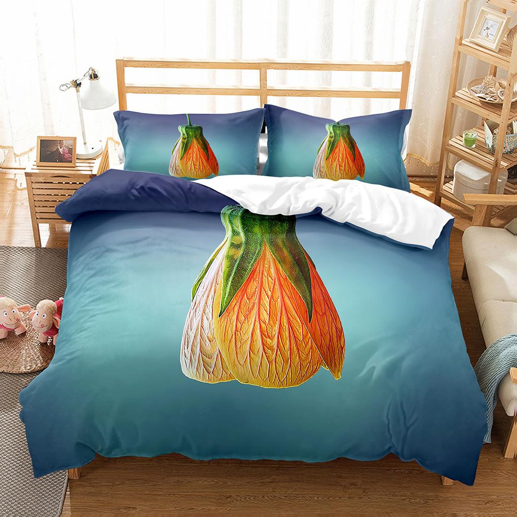 Petal Duvet Cover Set King Queen Full Size Beautiful Flower Pattern Polyester Comforter Cover for Kids Teens Adults Bedding Set